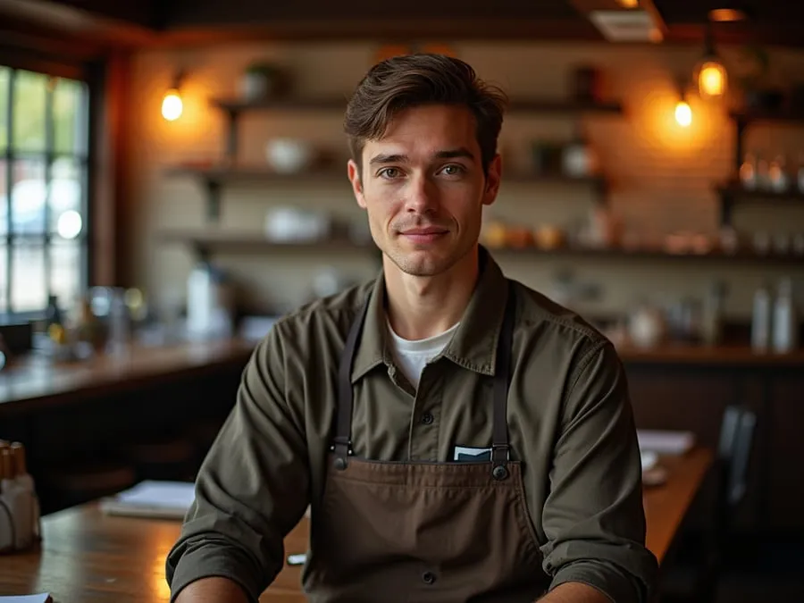 Restaurant team member in professional workplace moment demonstrating restaurant.