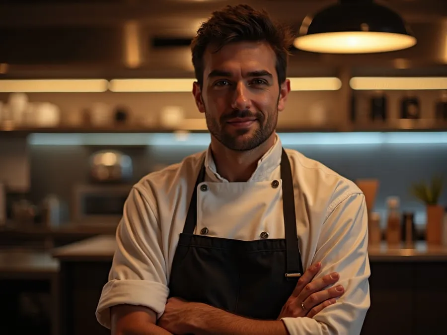 Restaurant team member in professional workplace moment demonstrating restaurant.