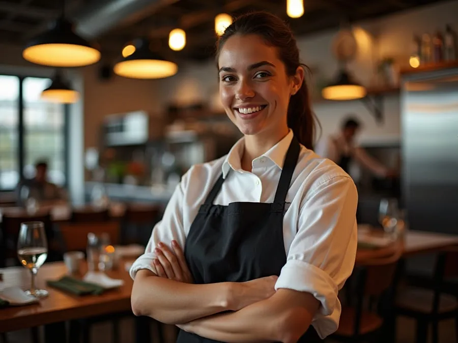 Restaurant team member in professional workplace moment demonstrating restaurant.