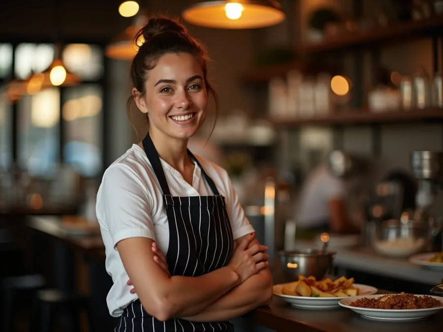 Restaurant team member in professional workplace moment demonstrating restaurant.