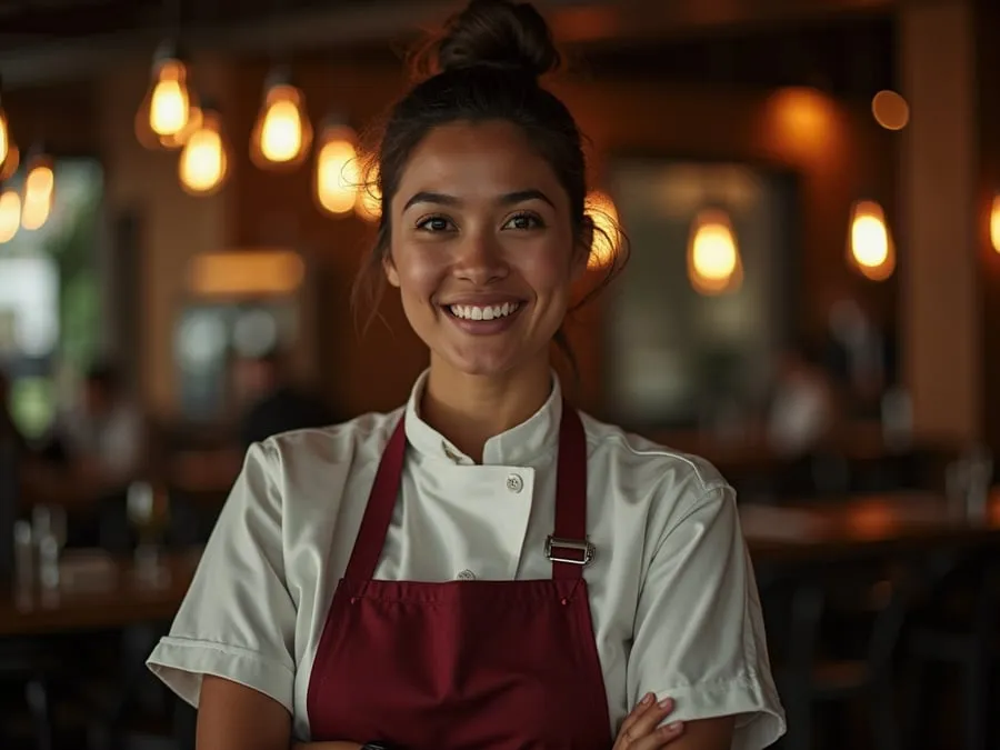 Restaurant team member in professional workplace moment demonstrating restaurant.