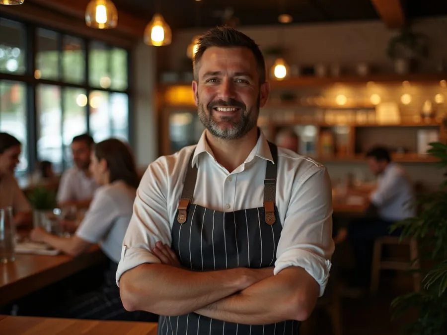 Restaurant team member in professional workplace moment demonstrating restaurant.