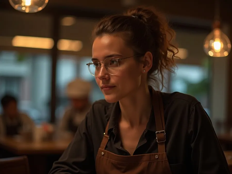 Restaurant team member in professional workplace moment demonstrating restaurant.