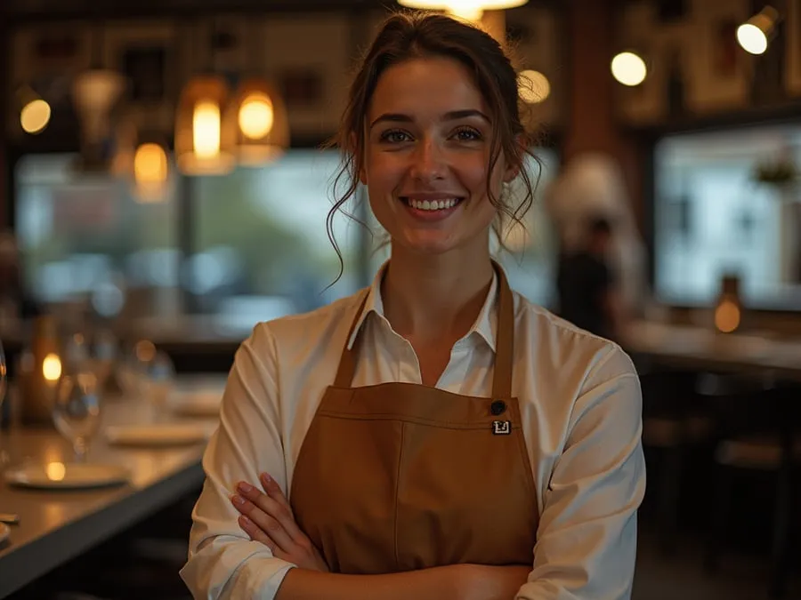 Restaurant team member in professional workplace moment demonstrating restaurant.
