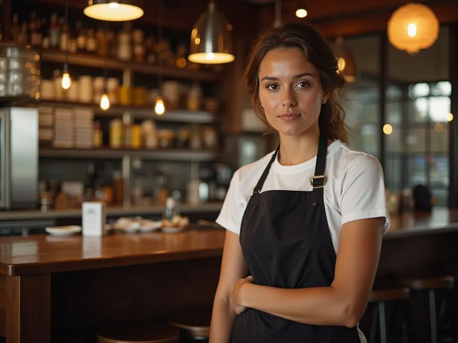 Restaurant team member in professional workplace moment demonstrating restaurant.