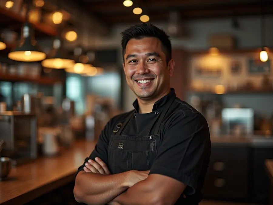 Restaurant team member in professional workplace moment demonstrating restaurant.