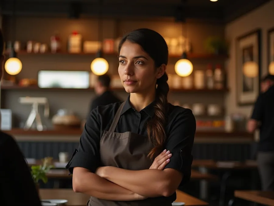 Restaurant team member in professional workplace moment demonstrating restaurant.