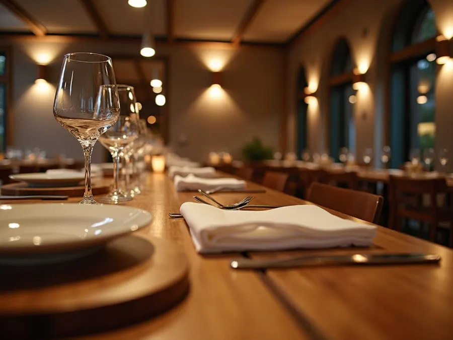 Detail of restaurant interior design element showing material quality and though.