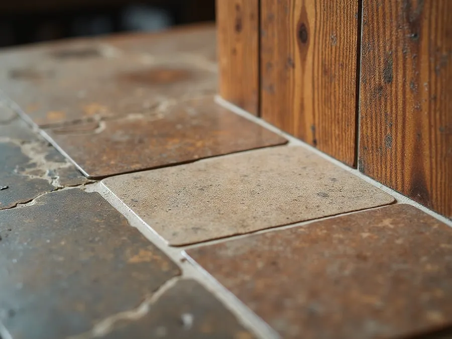 Close-up detail of restaurant material - tile, wood, stone, or textured finish -.