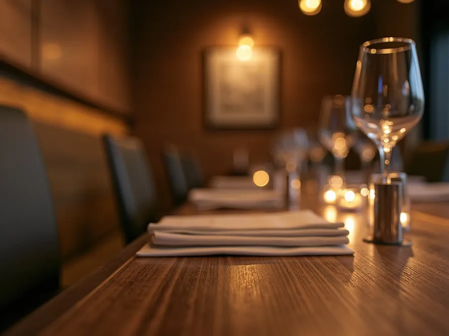 Detail of restaurant interior design element showing material quality and though.