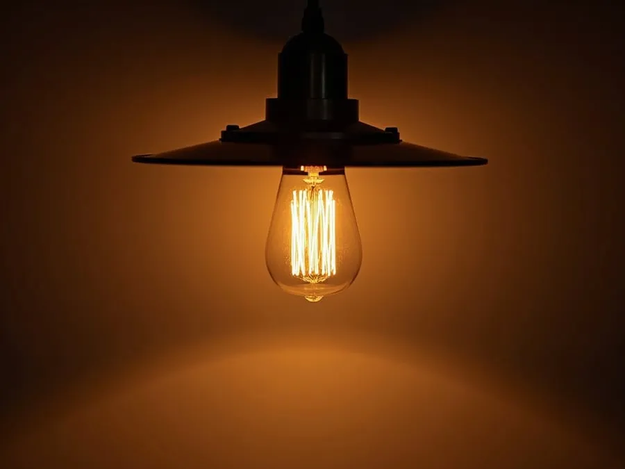 Detail shot of sophisticated lighting fixture installed in restaurant.